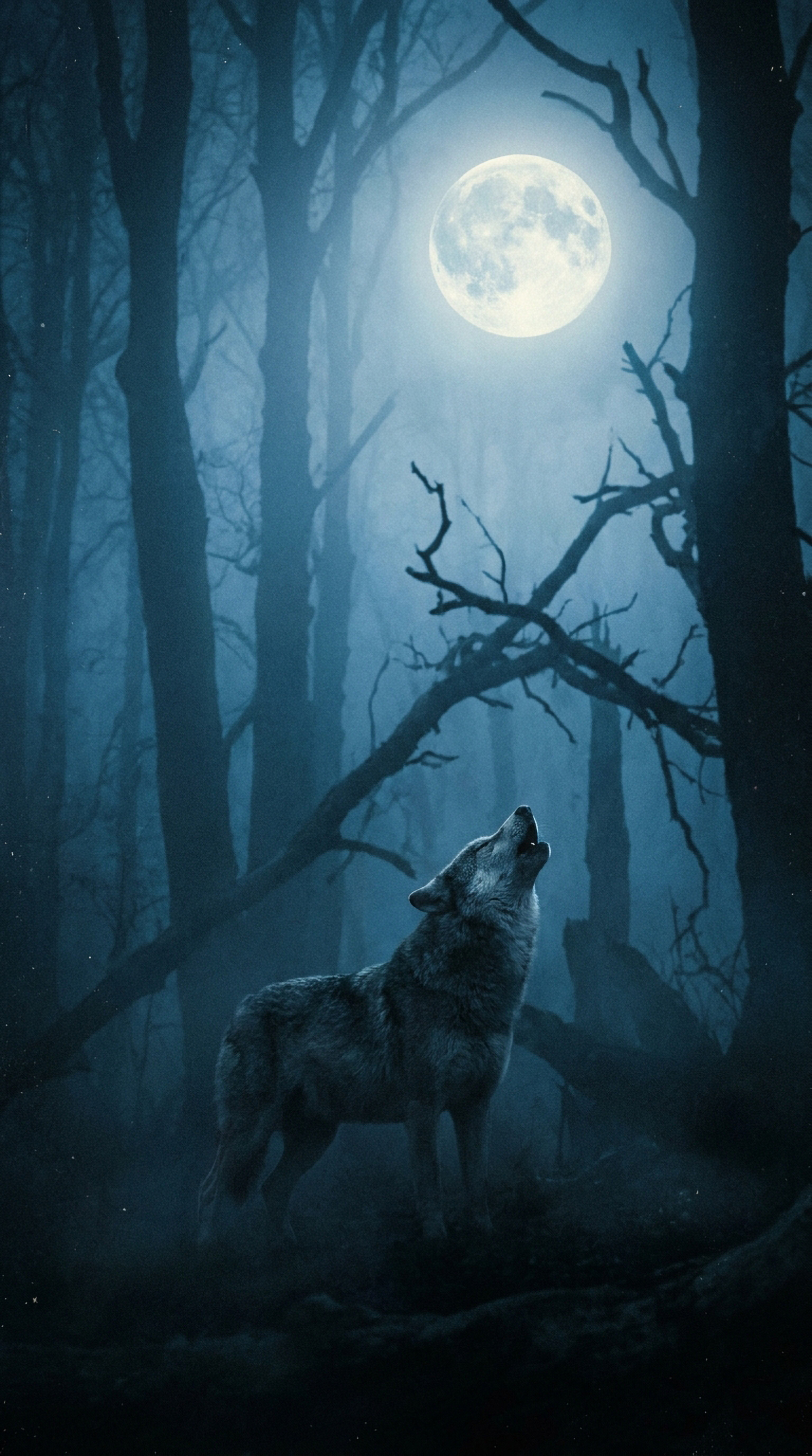 Wolf under moon free mobile wallpaper